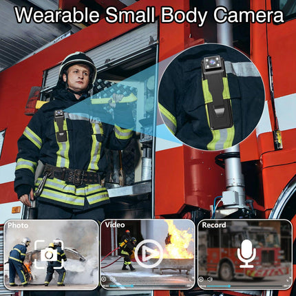 Mini Body Camera with 180 Rotatable Lens, Night Vision & Motion Detection - 1.3 Screen 1200mAh Battery(black)".