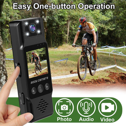 Mini Body Camera with 180 Rotatable Lens, Night Vision & Motion Detection - 1.3 Screen 1200mAh Battery(black)".
