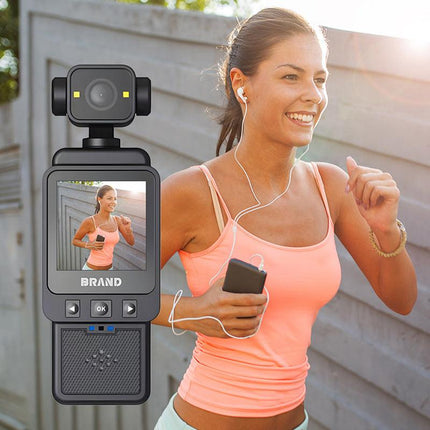 Compact Body Camera with 180° Rotatable Lens, Night Vision, WiFi & Built-in Fill Lights(black+32G).