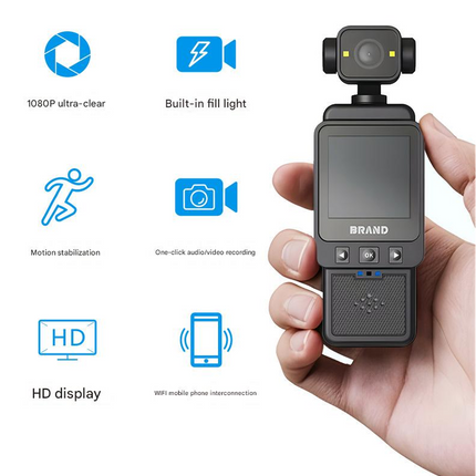 Compact Body Camera with 180° Rotatable Lens, Night Vision, WiFi & Built-in Fill Lights(black+32G).