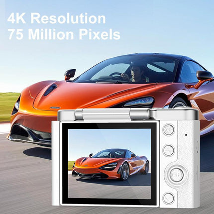 4K Ultra HD Digital Camera - 75MP, 2.8-inch Rotatable Screen, Auto Focus & Built-in Flash(black).
