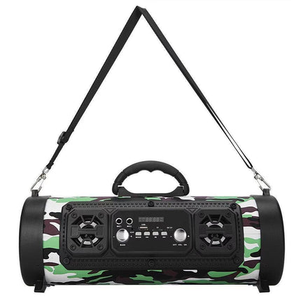 Portable Wireless Speaker - FM Radio, USB/TF Playback, AUX Input, Microphone Support & 2000mAh Battery(Camouflage).
