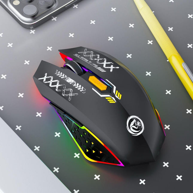 Ergonomic Dual-Mode Wireless Gaming Mouse - Mute Buttons, Adjustable DPI, Rechargeable, Multi-Assist Keys(black).