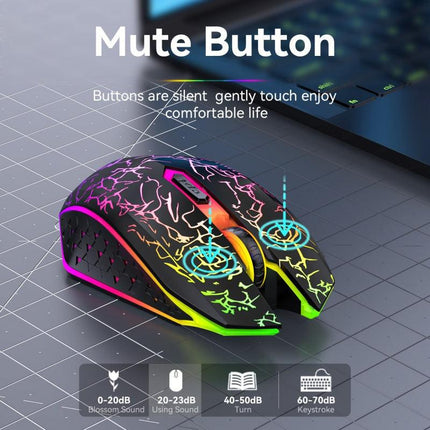 Ergonomic Dual-Mode Wireless Gaming Mouse - Mute Buttons, Adjustable DPI, Rechargeable, Multi-Assist Keys(black).