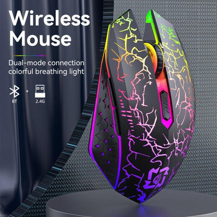 Ergonomic Dual-Mode Wireless Gaming Mouse - Mute Buttons, Adjustable DPI, Rechargeable, Multi-Assist Keys(black).