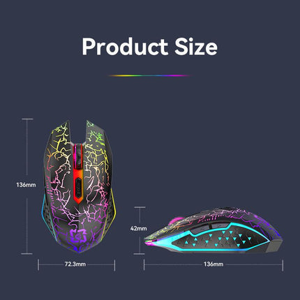 Ergonomic Dual-Mode Wireless Gaming Mouse - Mute Buttons, Adjustable DPI, Rechargeable, Multi-Assist Keys(black).