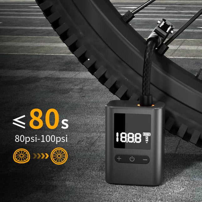 Compact Digital Display Air Pump - 100 PSI, Portable Electric Inflator with Automatic Stop(black).