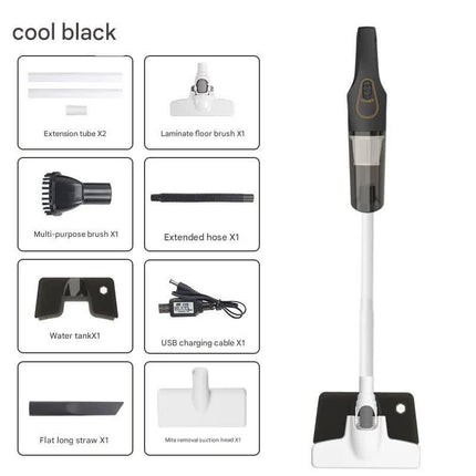Cordless 2-in-1 Handheld & Stick Vacuum Cleaner with Detachable Water Tank & Dust Mite Remover(black).