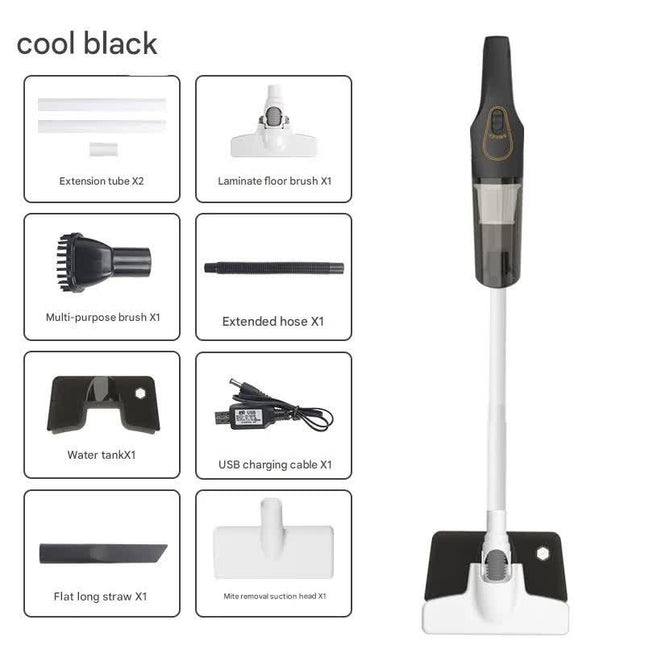 Cordless 2-in-1 Handheld & Stick Vacuum Cleaner with Detachable Water Tank & Dust Mite Remover(black).