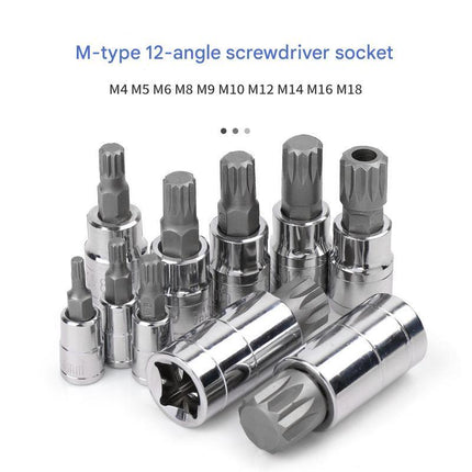 10-Piece M-Type Spline Bit Socket Set - Chrome Steel, Polished & Quenched for Durability with Storage Case(blue).