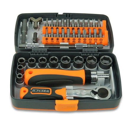 38-Piece Ratchet Screwdriver & Socket Wrench Set - Professional Multi-Bit Repair Tool Kit with Portable Case(orange).