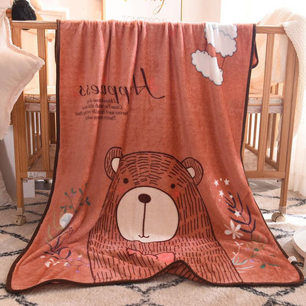 Ultra-Soft Kids Plush Fleece Blanket - Cozy Cartoon Animal Throw for All Seasons (Bear).