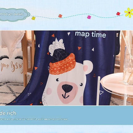 Ultra-Soft Kids Plush Fleece Blanket - Cozy Cartoon Animal Throw for All Seasons (Bear).