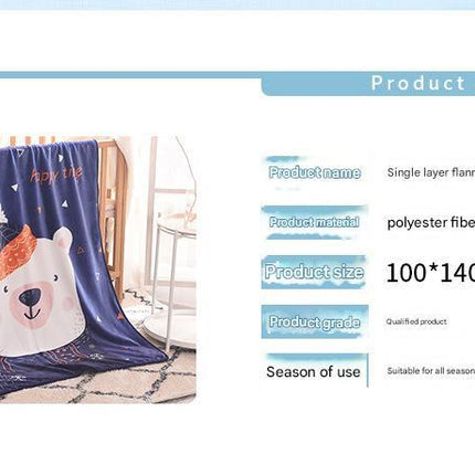Ultra-Soft Kids Plush Fleece Blanket - Cozy Cartoon Animal Throw for All Seasons (Bear).