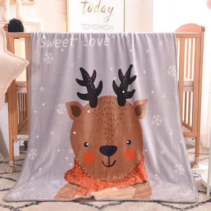Ultra-Soft Kids Plush Fleece Blanket - Cozy Cartoon Animal Throw for All Seasons (Fawn).
