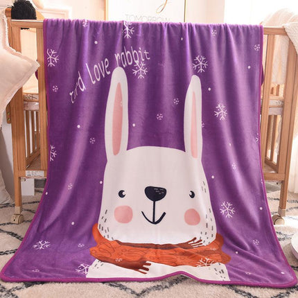 Ultra-Soft Kids Plush Fleece Blanket - Cozy Cartoon Animal Throw for All Seasons (Rabbit).