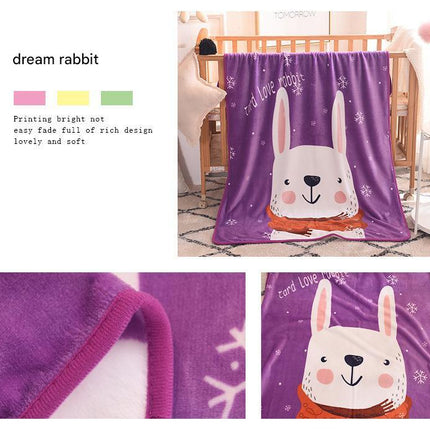 Ultra-Soft Kids Plush Fleece Blanket - Cozy Cartoon Animal Throw for All Seasons (Rabbit).