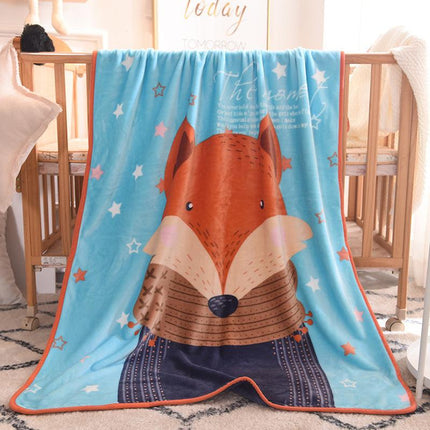 Ultra-Soft Kids Plush Fleece Blanket - Cozy Cartoon Animal Throw for All Seasons (Fox).