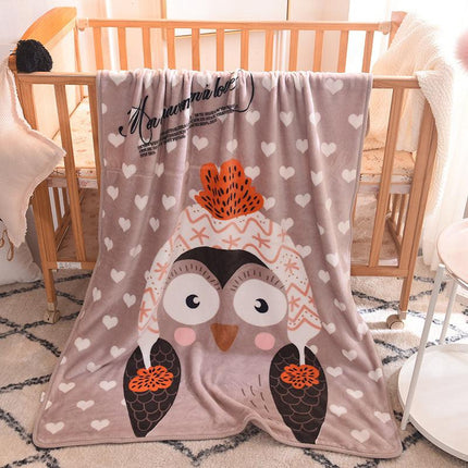 Ultra-Soft Kids Plush Fleece Blanket - Cozy Cartoon Animal Throw for All Seasons (Owl).