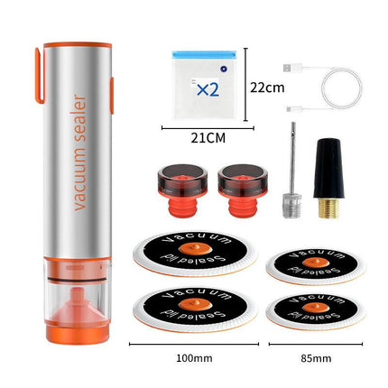 Multi-Function Handheld Electric Vacuum Sealer & Inflator Kit - For Food Bags, Jars, Wine & Balls(Gray Orange).