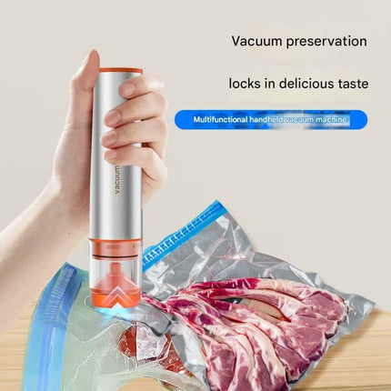 Multi-Function Handheld Electric Vacuum Sealer & Inflator Kit - For Food Bags, Jars, Wine & Balls(Gray Orange).