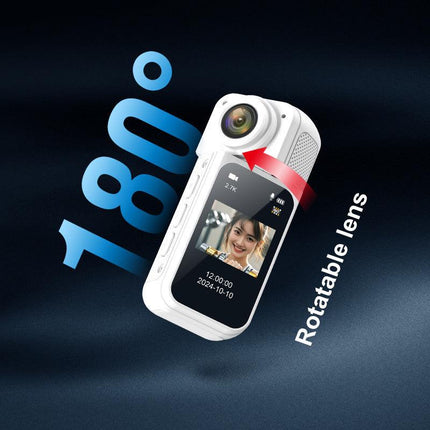 Thumb-Sized 2.7K Camera with 180 Rotatable Lens & Magnet Mount - Capture Your World Hands-Free(white+128G).