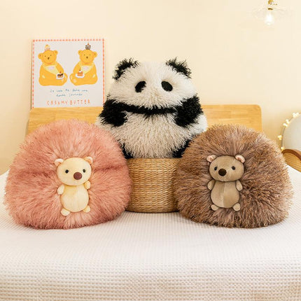 Super Soft Animal Sphere Plush Pillow - 38cm Decorative Throw Cushion for Sofa & Bed(panda).