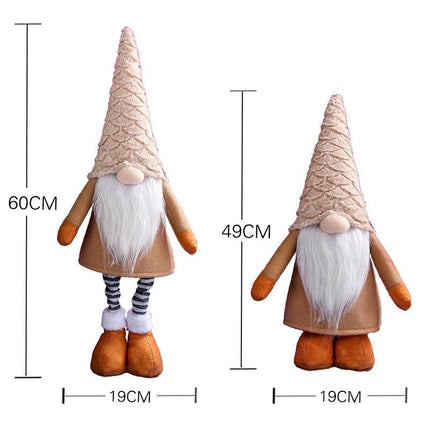 Retractable Leg Christmas Gnome Plush - Adjustable Standing Holiday Decoration(brown).