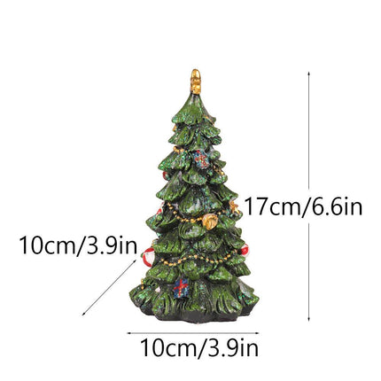 Miniature Decorated Christmas Tree Tabletop Ornament - Holiday Village Display Decoration(green).