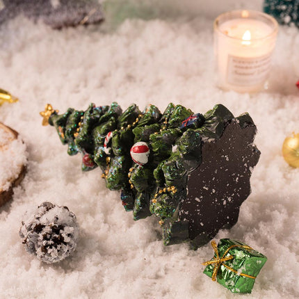 Miniature Decorated Christmas Tree Tabletop Ornament - Holiday Village Display Decoration(green).
