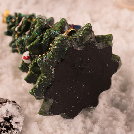 Miniature Decorated Christmas Tree Tabletop Ornament - Holiday Village Display Decoration(green).