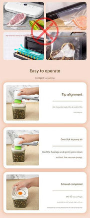 Multi-Function Handheld Vacuum Sealer & Inflator with LED Display - For Food Storage, Jars, Bags & Balls(white).