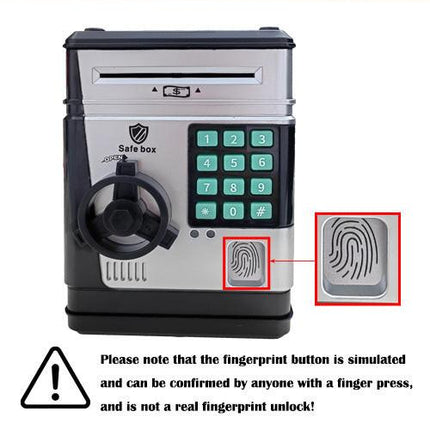 Electronic Piggy Bank Safe Box for Kids - Automatic Bill & Coin Bank with Password Protection, Music & Lights(black).