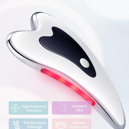 Electric Gua Sha Facial Massager with Heat, Vibration & LED Light Therapy - 4-in-1 Scraping Tool for Face Lifting, Skin Tightening & Anti-Wrinkle(White).