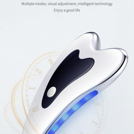 Electric Gua Sha Facial Massager with Heat, Vibration & LED Light Therapy - 4-in-1 Scraping Tool for Face Lifting, Skin Tightening & Anti-Wrinkle(White).