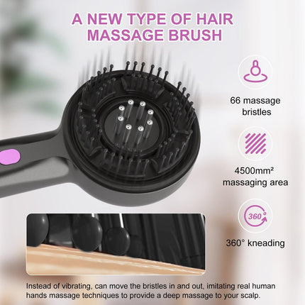 Electric Scalp Massager & Essential Oil Applicator Brush - 360 Kneading, 3 Modes, USB-C Rechargeable(red).