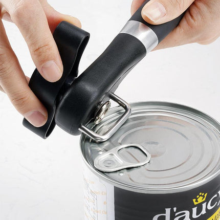 2pc Multifunctional Safe-Cut Can Opener - Smooth Edge, Ergonomic Handle(black).