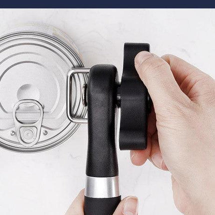 2pc Multifunctional Safe-Cut Can Opener - Smooth Edge, Ergonomic Handle(black).