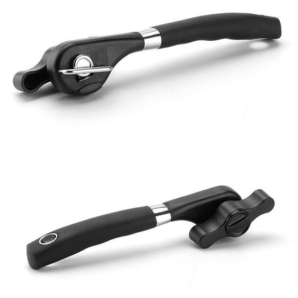 2pc Multifunctional Safe-Cut Can Opener - Smooth Edge, Ergonomic Handle(black).