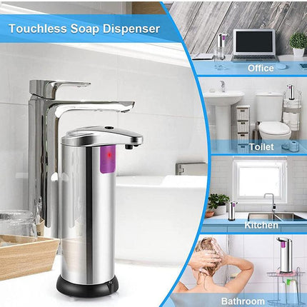 Touchless Automatic Soap Dispenser - Stainless Steel, Adjustable Volume, Infrared Sensor for Kitchen & Bathroom(Silver).