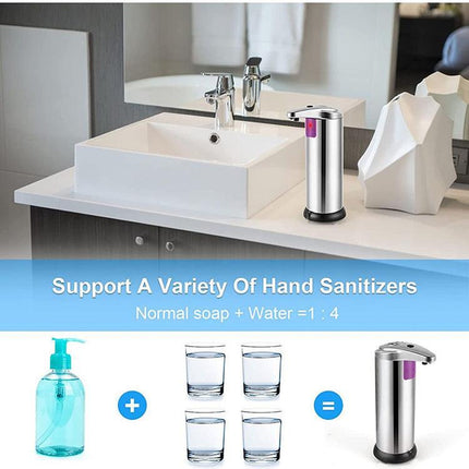 Touchless Automatic Soap Dispenser - Stainless Steel, Adjustable Volume, Infrared Sensor for Kitchen & Bathroom(Silver).