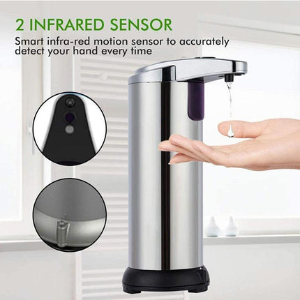 Touchless Automatic Soap Dispenser - Stainless Steel, Adjustable Volume, Infrared Sensor for Kitchen & Bathroom(Silver).