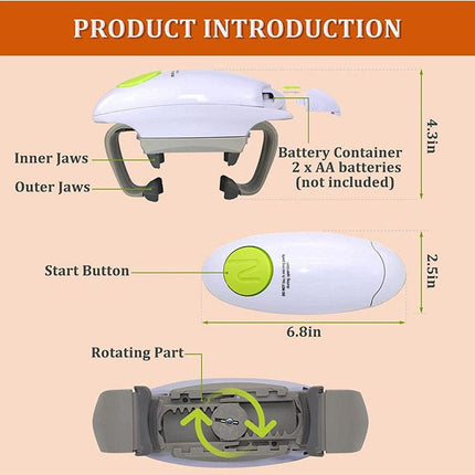 Effortless Electric Jar Opener - Automatic Grip for Arthritis Sufferers, Seniors & Weak Hands(white).