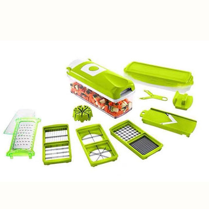 Multi-Functional Vegetable Chopper & Slicer Set - Dicer, Grater with Food Container & Peeler(green).