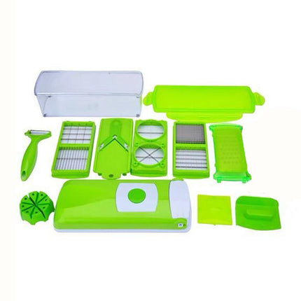Multi-Functional Vegetable Chopper & Slicer Set - Dicer, Grater with Food Container & Peeler(green).