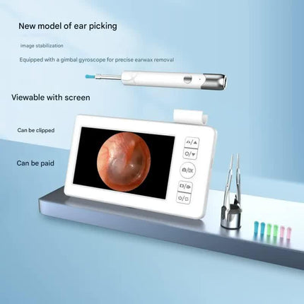 All-in-One Wireless Visual Ear Cleaner Kit with 4.3" IPS Display Screen(white).