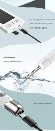 All-in-One Wireless Visual Ear Cleaner Kit with 4.3" IPS Display Screen(white).