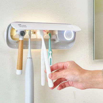 Smart UVC Toothbrush Sterilizer & Holder with Heat Drying, Radar Sensor Night Light(white).