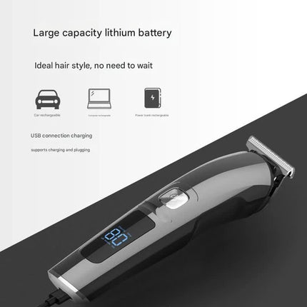 All-in-One Professional Men's Grooming Kit - IPX7 Waterproof Hair Clipper & Beard Trimmer with LED Display(Grey).