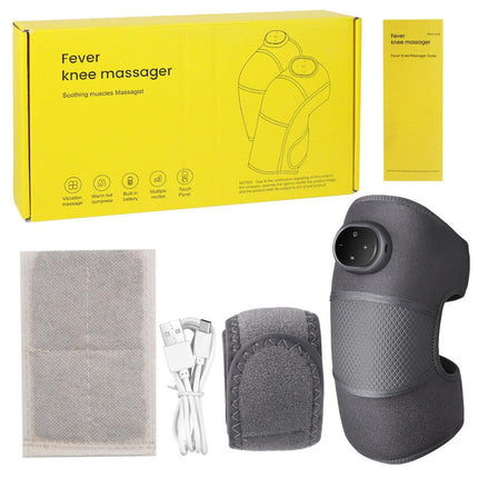 Rechargeable Heated Knee Massager Brace with Vibration & Adjustable Straps(Grey).